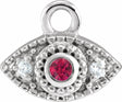 14K White Petite Pavé™ Natural Ruby & .01 CTW Natural Diamond Evil Eye Dangle