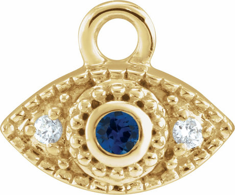 14K Yellow Petite Pavé™ Natural Blue Sapphire & .01 CTW Natural Diamond Evil Eye Dangle