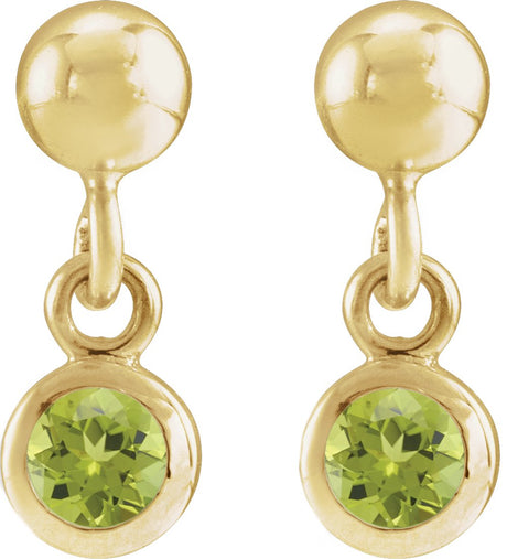 14K Yellow Gold Natural Peridot Bezel-Set Earrings