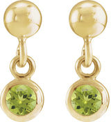 14K Yellow Natural Peridot Bezel-Set Earrings