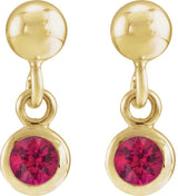 14K Yellow Gold Natural Ruby Bezel-Set Earrings
