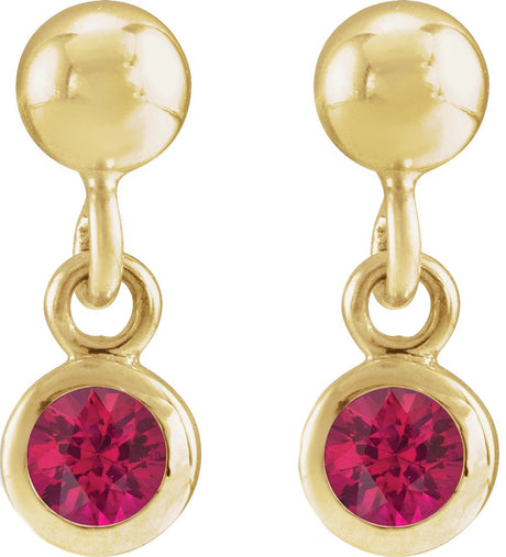 14K Yellow Gold Natural Ruby Bezel-Set Earrings