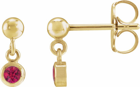 14K Yellow Natural Ruby Bezel-Set Earrings