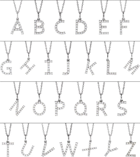 14K White 1/5 CTW Lab-Grown Diamond Initial V 16-18" Necklace