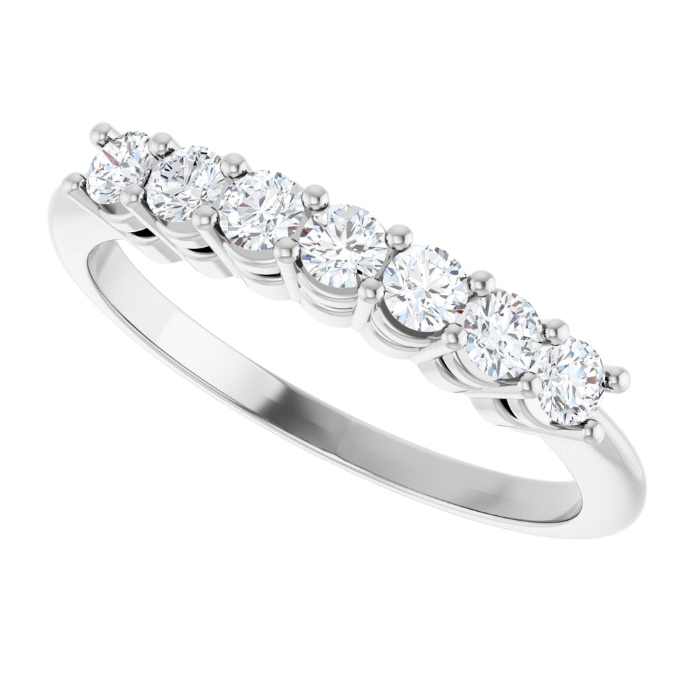 14K White 3/8 CTW Natural Diamond Seven-Stone Anniversary Band
