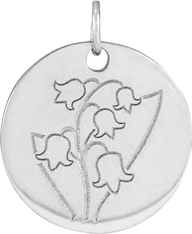 Sterling Silver Lily of the Valley May Birth Flower Pendant