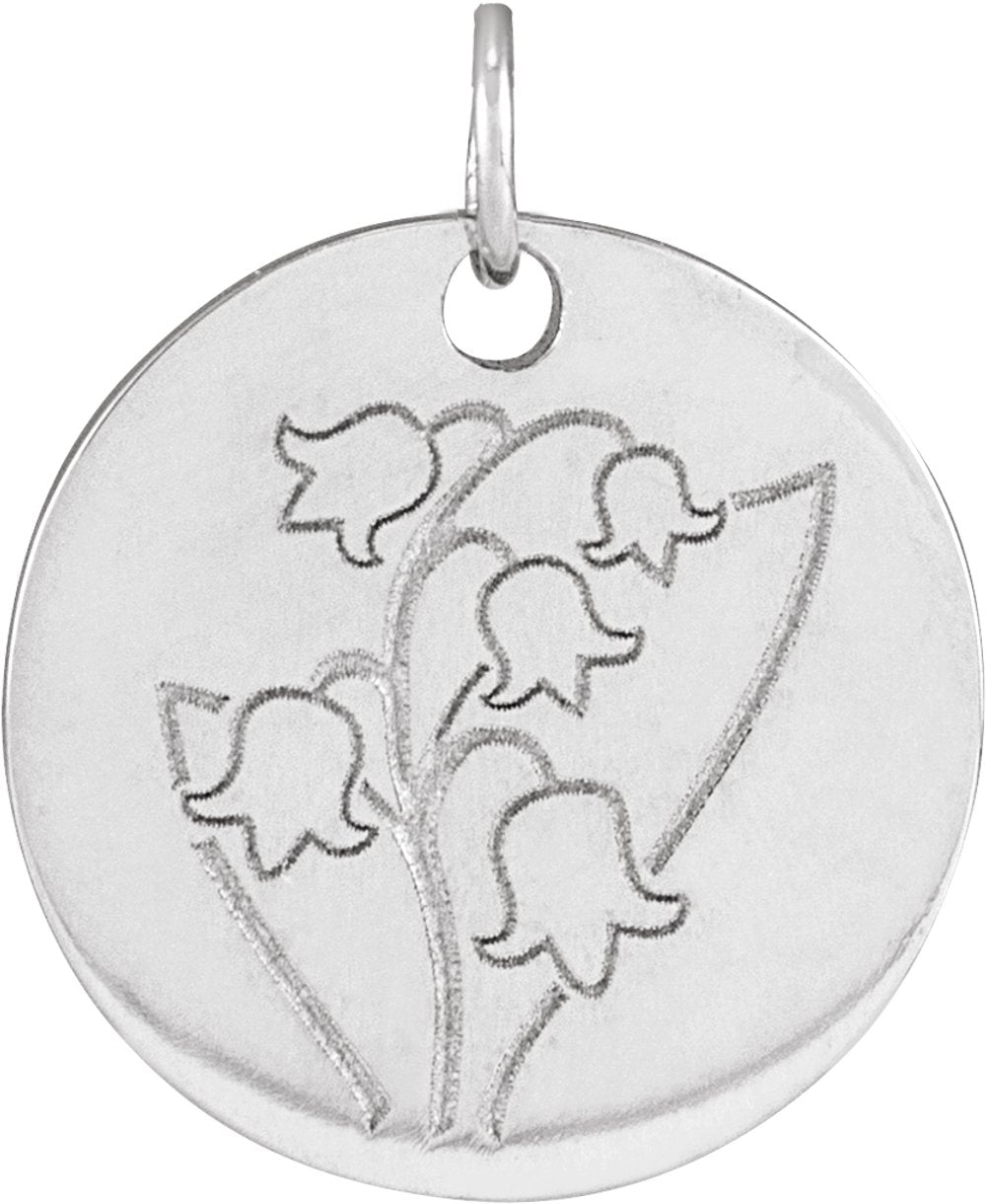 Sterling Silver Lily of the Valley May Birth Flower Pendant