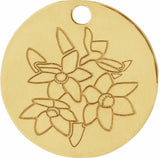 14K Yellow December Narcissus Flower Dangle 