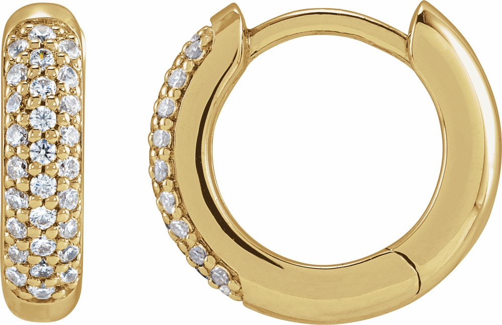 14K Yellow Gold 1/4 CTW Lab-Grown Diamond 12 mm Hinged Hoop Earrings