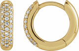 14K Yellow Gold 1/4 CTW Lab-Grown Diamond 12 mm Hinged Hoop Earrings