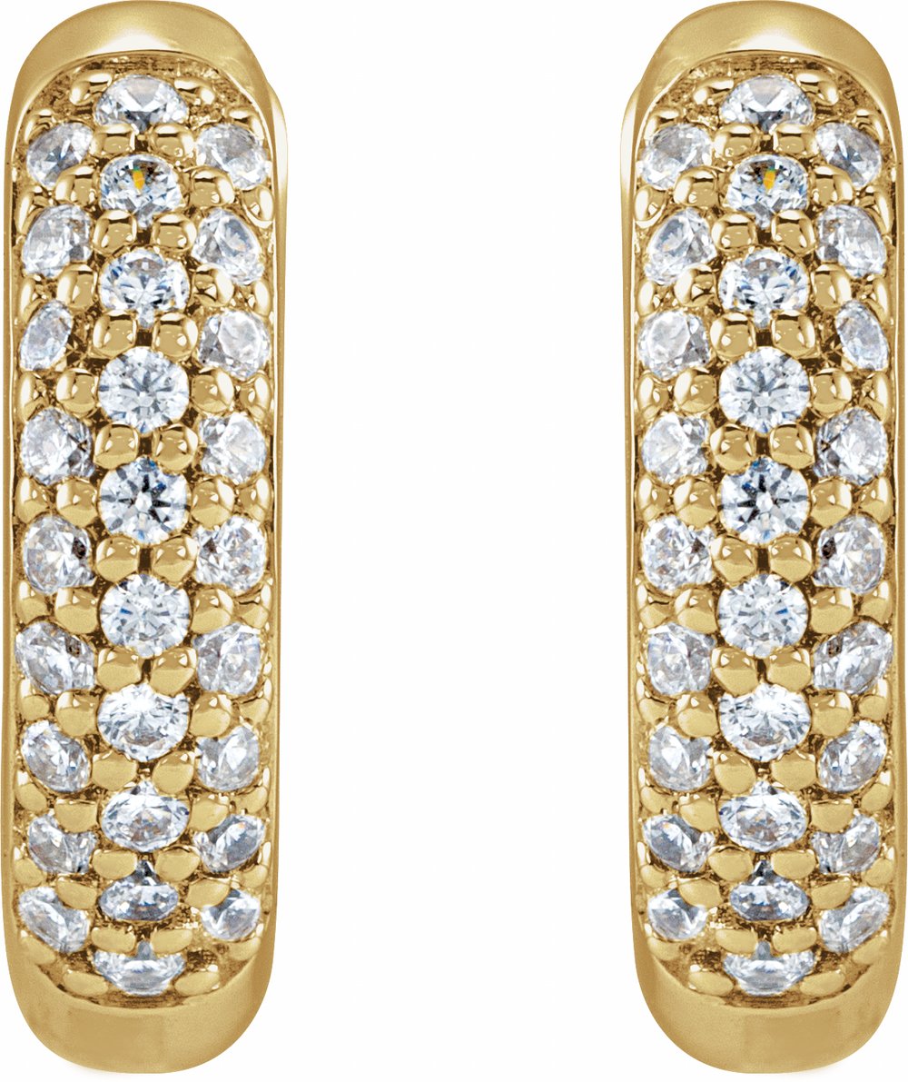 14K Yellow Gold 1/4 CTW Lab-Grown Diamond 12 mm Hinged Hoop Earrings