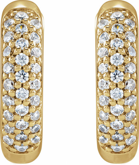 14K Yellow Gold 1/4 CTW Lab-Grown Diamond 12 mm Hinged Hoop Earrings