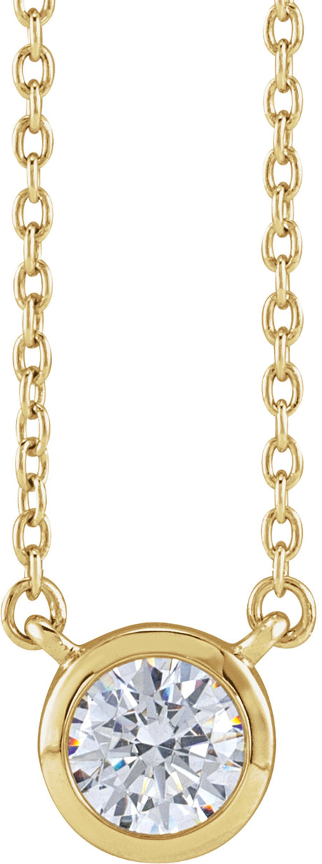 14K Yellow Gold 1/2 CTW Lab-Grown Diamond Adjustable 16-18" Necklace