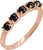 14K Rose Natural Black Onyx Cabochon Stackable Ring