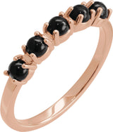 14K Rose Natural Black Onyx Cabochon Stackable Ring