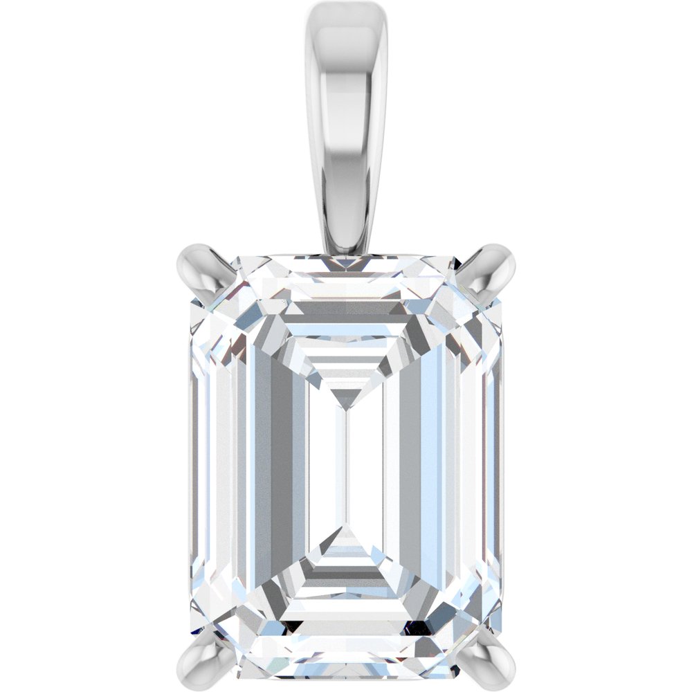 14K White Gold 1 CT Lab-Grown Diamond Pendant