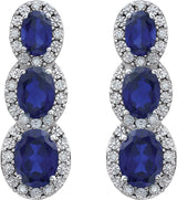 14K White Lab-Grown  Blue Sapphire & .07 CTW Natural Diamond Earrings