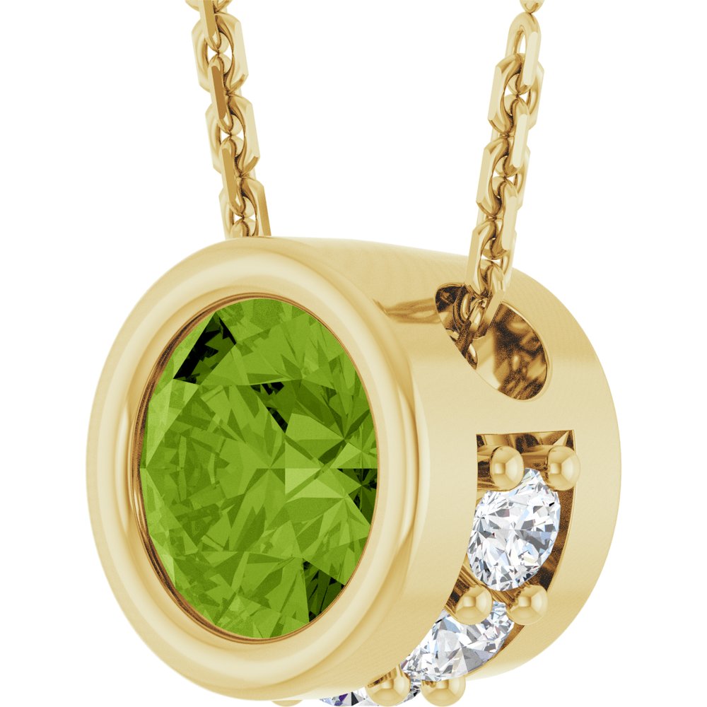 14K Yellow Gold Natural Peridot & .07 CTW Natural Diamond 18" Necklace