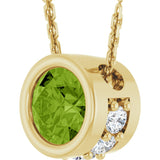 14K Yellow Natural Peridot & .07 CTW Natural Diamond 18" Necklace