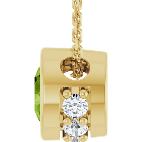 14K Yellow Gold Natural Peridot & .07 CTW Natural Diamond 18" Necklace