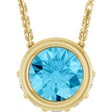 14K Yellow Natural Aquamarine & .07 CTW Natural Diamond 18" Necklace