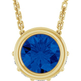 14K Yellow Gold Natural Blue Sapphire & .07 CTW Natural Diamond 18" Necklace