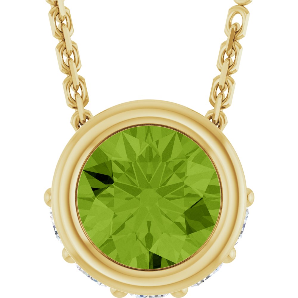 14K Yellow Natural Peridot & .07 CTW Natural Diamond 18" Necklace