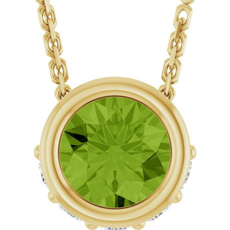 14K Yellow Gold Natural Peridot & .07 CTW Natural Diamond 18" Necklace