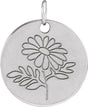 Sterling Silver Daisy April Birth Flower Pendant