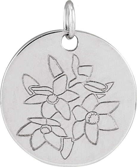 Sterling Silver Narcissus December Birth Flower Pendant
