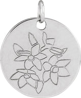 Sterling Silver Narcissus December Birth Flower Pendant