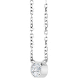 14K White 1/6 CT Natural Diamond 16-18" Necklace