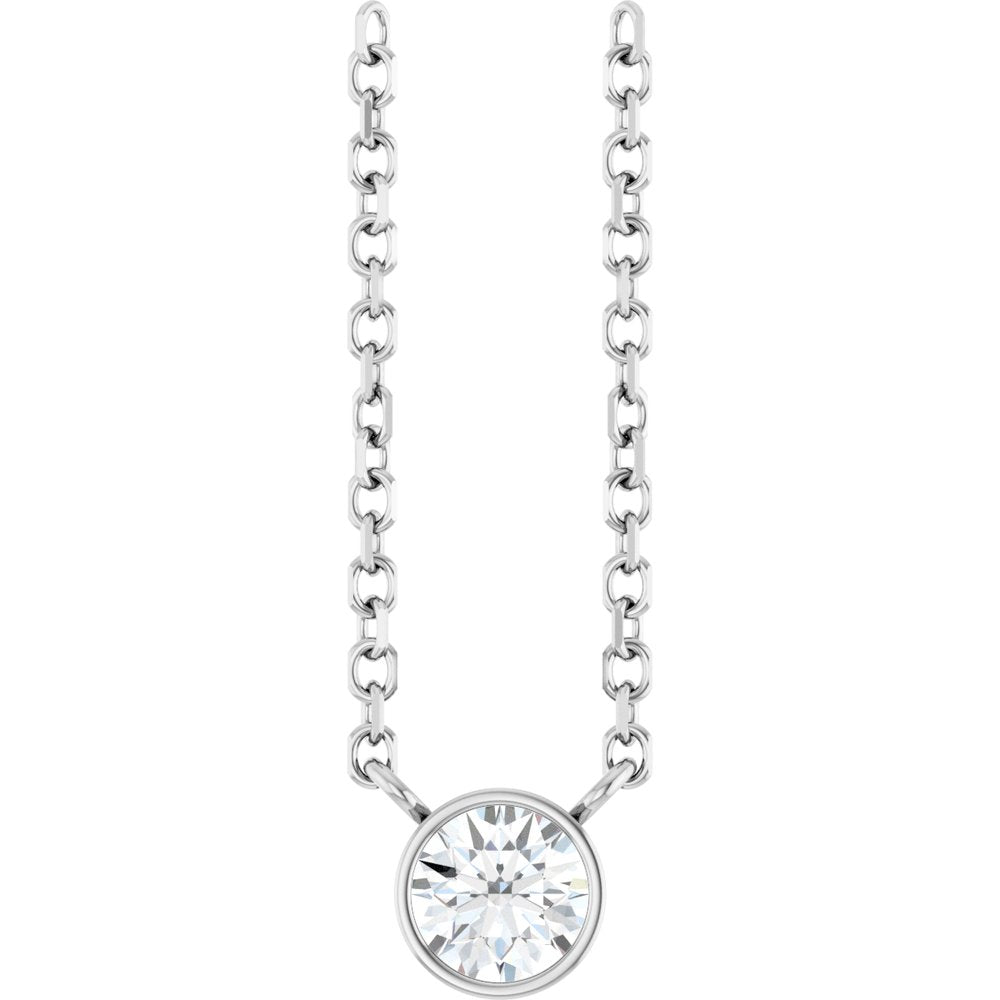 14K White 1/6 CT Natural Diamond 16-18" Necklace