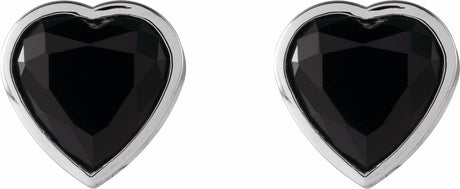14K White Gold Natural Black Onyx Stud Earrings