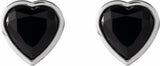 14K White Gold Natural Black Onyx Stud Earrings