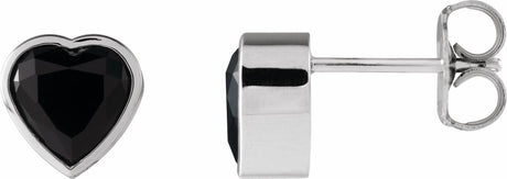 14K White Gold Natural Black Onyx Stud Earrings