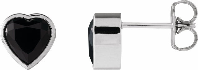 14K White Gold Natural Black Onyx Stud Earrings