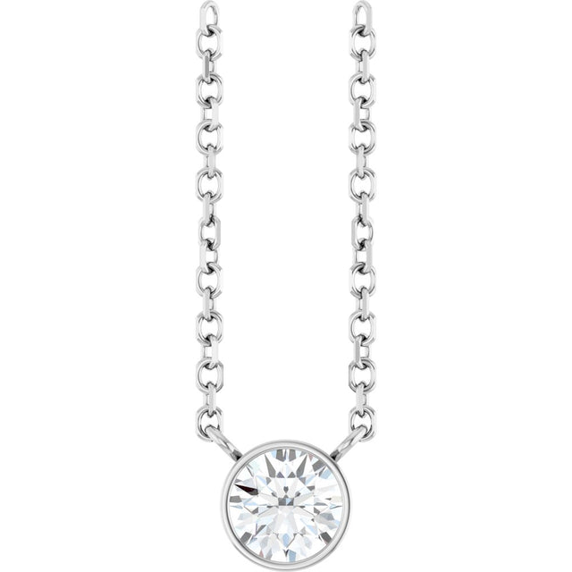 14K White 1/5 CT Natural Diamond 16-18" Necklace