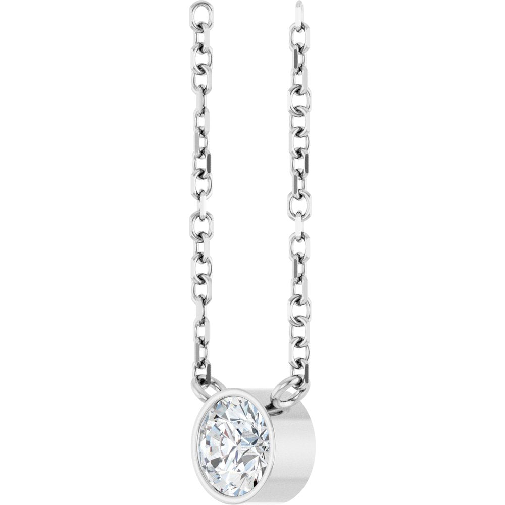14K White Gold 1/5 CT Natural Diamond 16-18" Necklace