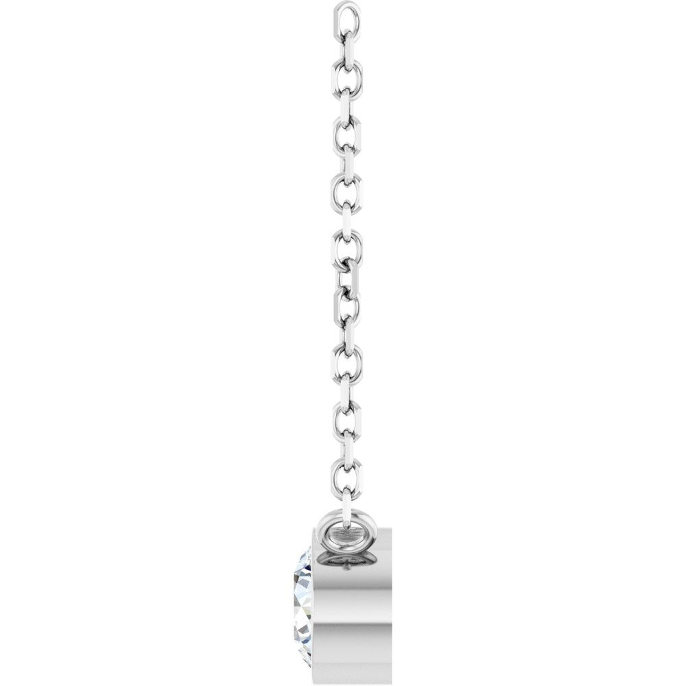 14K White 1/5 CT Natural Diamond 16-18" Necklace