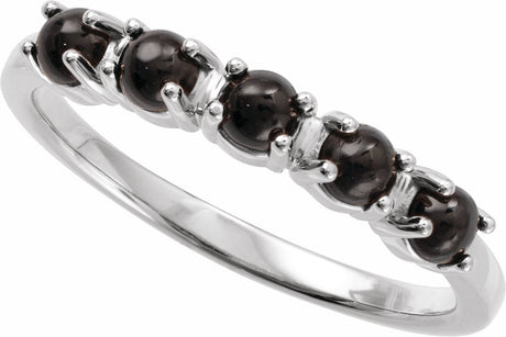 Sterling Silver Natural Black Onyx Cabochon Stackable Ring