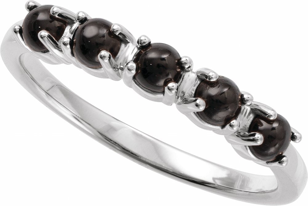 Sterling Silver Natural Black Onyx Cabochon Stackable Ring