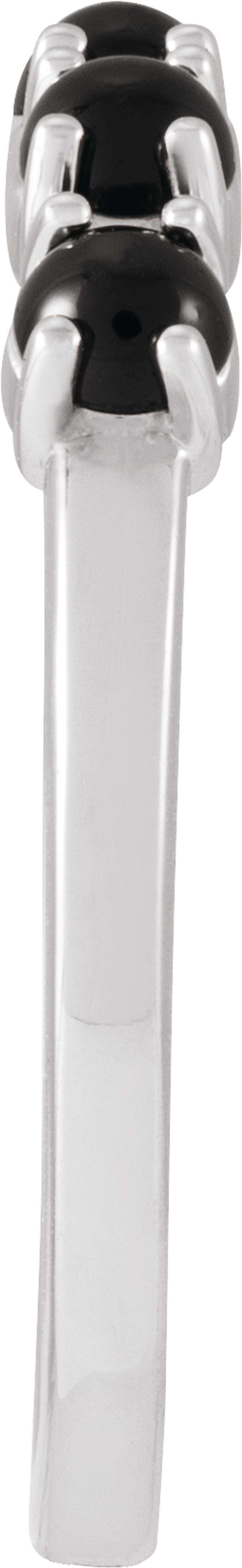 Sterling Silver Natural Black Onyx Cabochon Stackable Ring