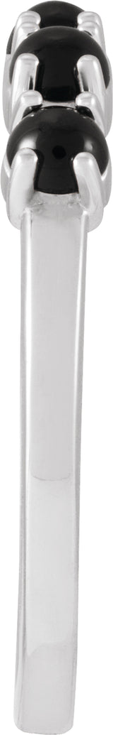 Sterling Silver Natural Black Onyx Cabochon Stackable Ring