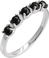 Sterling Silver Natural Black Onyx Cabochon Stackable Ring