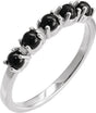 Sterling Silver Natural Black Onyx Cabochon Stackable Ring