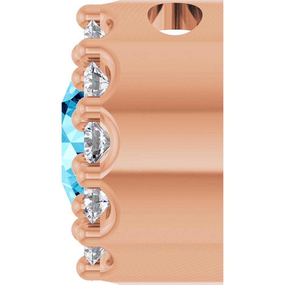 14K Rose Natural Aquamarine & .08 CT Natural Diamond Halo-Style Pendant