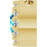 14K Yellow Natural Blue Zircon & .08 CT Natural Diamond Halo-Style Pendant