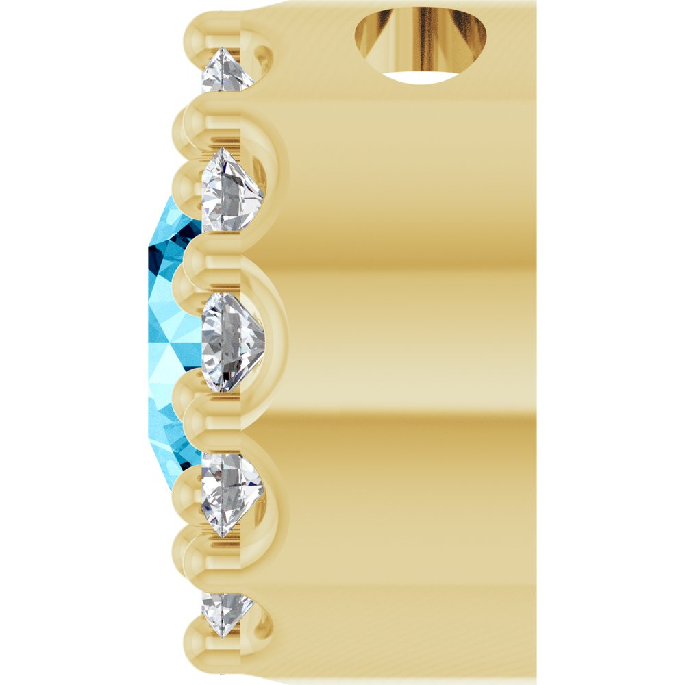 14K Yellow Gold Natural Aquamarine & .08 CTW Natural Diamond Halo-Style Pendant