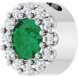 14K White Gold Natural Emerald & .08 CTW Natural Diamond Halo-Style Pendant